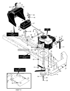 Engine And Control Assembly Diagram and Parts List for 403017X58A 2001 Briggs and Stratton Lawn Tractor